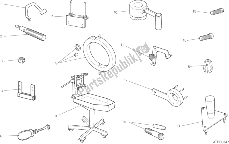 All parts for the 001 - Workshop Service Tools of the Ducati Diavel Diesel Thailand 1200 2017